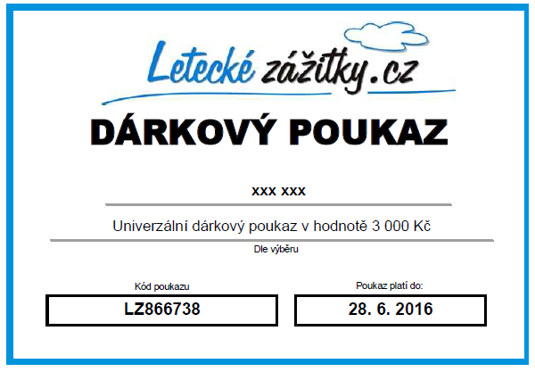 Univerzální dárkový poukaz v hodnotě 3000Kč